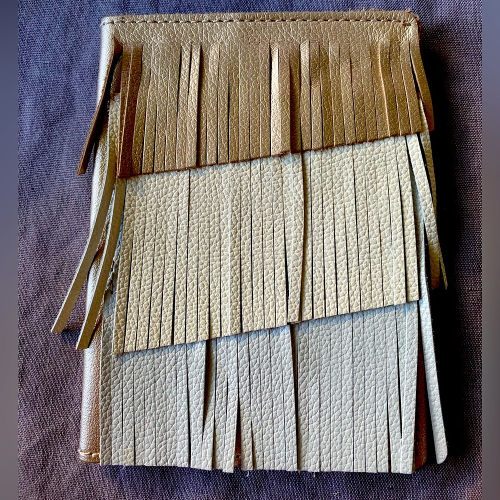 Fringed, metallic passport book cover